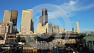 Seattle Ferry Boarding Cityscape Tilt Shift