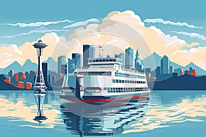 Seattle ferry. Generated by AI