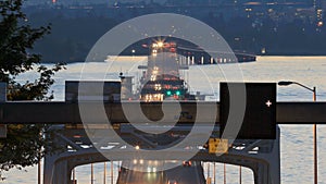 Seattle Highway 520 Traffic Time Lapse Bridge Dusk Pan