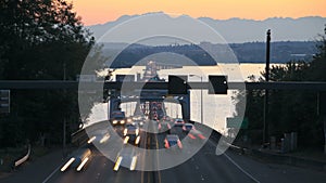 Seattle Highway 520 Traffic Time Lapse Bridge Sunset