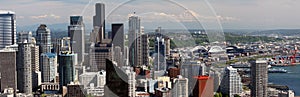 Seattle - Panoramic View of downtown, Mt. Rainier