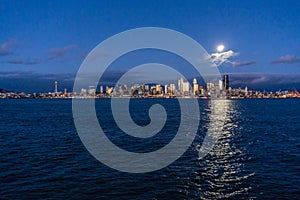 Seattle Skyline and Moon 8