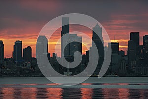 Seattle Skyline During the Morning Blue Hour Seen From West Seattle.