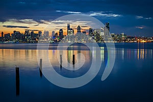 Seattle Skyline During the Morning Blue Hour Seen From West Seattle.