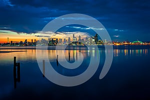 Seattle Skyline During the Morning Blue Hour Seen From West Seattle.