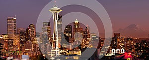 Seattle skyline and Mount Rainier panorama