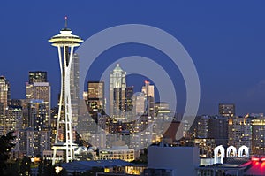 Seattle skyline at night