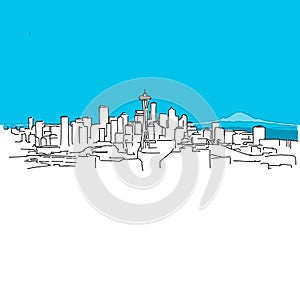 Seattle skyline panorama, Blue Series