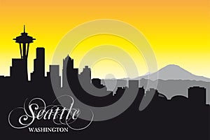 Seattle skyline, silhouette