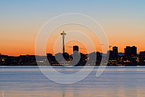 Seattle Skyline Silhouette at Sunrise