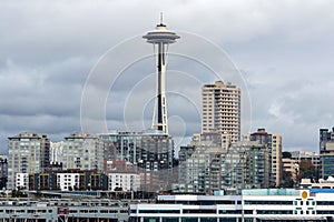 The Seattle Skyline with the Space Needle on an overcast day