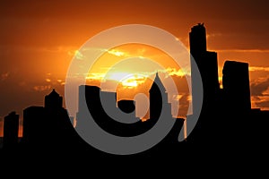 Seattle skyline at sunset