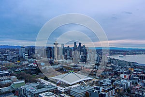 The Seattle skyline at sunset on Christmas