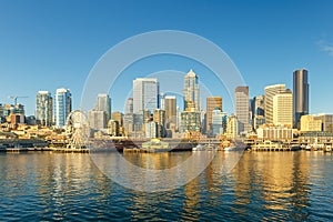 Seattle skyline and waterfront view, Washington state, USA