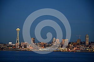 Seattle skylines at blue hour - the view from Alki Beach