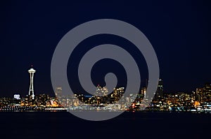 Seattle skylines at night - the view from Alki Beach