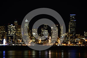 Seattle skylines at night - the view from Alki Beach