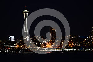 Seattle skylines at night - the view from Alki Beach