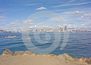 Seattle Space Needle Skyline with Kayakers