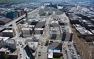 Seattle street scene from the air.