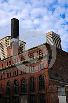 Seattle, USA, August 31, 2018: Smokestack at Pioneer Square Steam