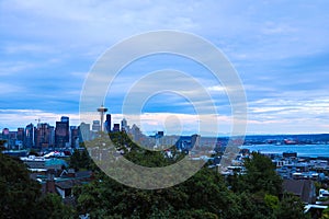 Seattle, USA, August 31, 2018: space needle with seattle downtown