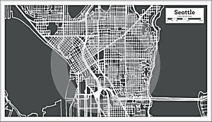 Seattle USA City Map in Retro Style. Outline Map.