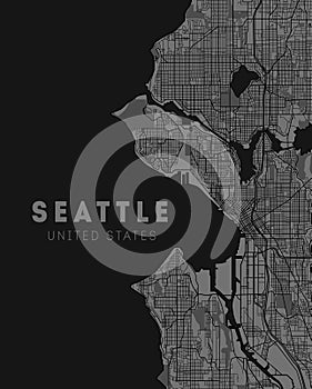 Seattle USA City Map in Retro Style. Outline Map. Vector Illustration