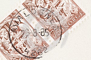 Woodworker Craftsmen  on Norway Postage with Copy Space