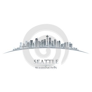 Seattle Washington city skyline silhouette white background