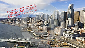 Seattle Washington Downtown Waterfront Desolate Scene Corona Virus Quarantine