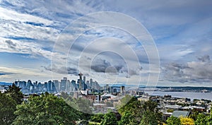 Seattle Washington Skyline with Clouds and Sky