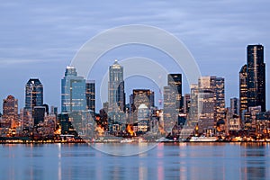 Seattle Washington skyline at twilight