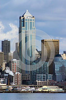 Seattle, Washington, USA city landscape skyline from Alki Beach daytime