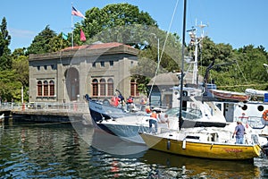 Pleasure boats at locks