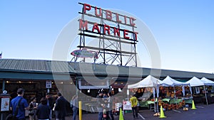 SEATTLE WASHINGTON USA - October 2014 - Public Market Center Sign, Pike Place