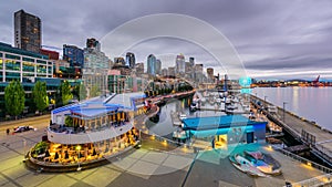 Seattle, Washington, USA Pier and Skyline