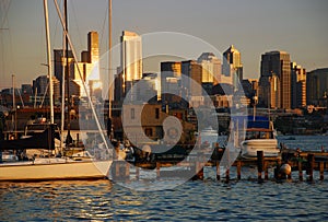 Seattle, Washington, USA. Skyline at sunset