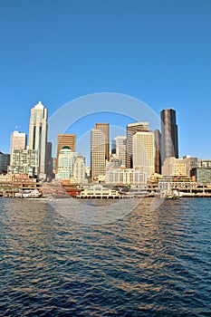 Seattle, Washington waterfront and city skyline