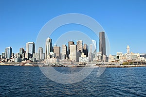 Seattle, Washington waterfront and city skyline