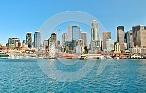 Seattle, Washington waterfront and city skyline