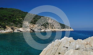 Seaview from Elba Island with rocky cliffs