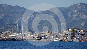 Seaview of Marmaris marina and old town