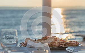 seaview scampi, gamberi croatian dinner - buzara photo
