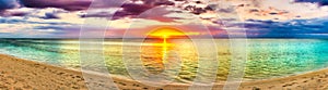 Seaview at sunset. Amazing landscape. Beautiful beach panorama photo