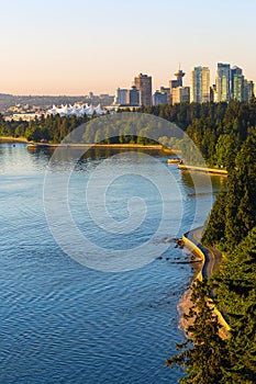 Seawall along Stanley Park in Vancouver BC Canada