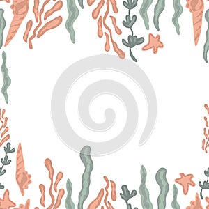 Seaweed border flat design pinl and blue pastel colours