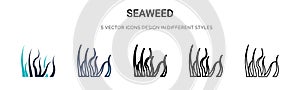 Seaweed icon in filled, thin line, outline and stroke style. Vector illustration of two colored and black seaweed vector icons
