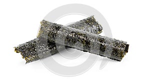 Seaweed roll isolated on a white background.