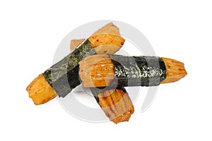 Seaweed wrapped rice crackers